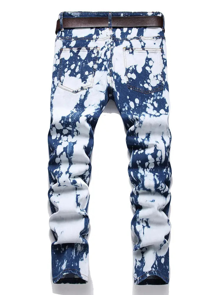 Fashionable mens casual pants stretch jeans skinny anklelength trousers washed slimfit clothing 250306wtt