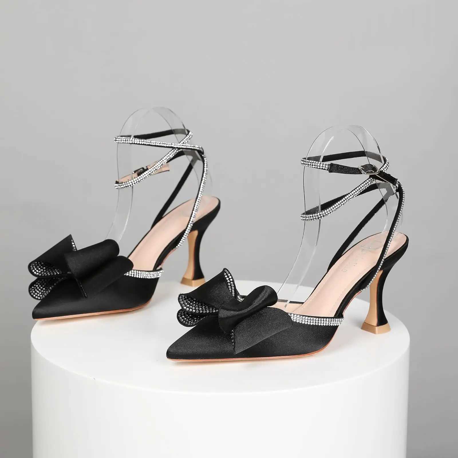 Black h pointed toe rhine slingback. Sexy high h reliable and elegant shoes. Y250306