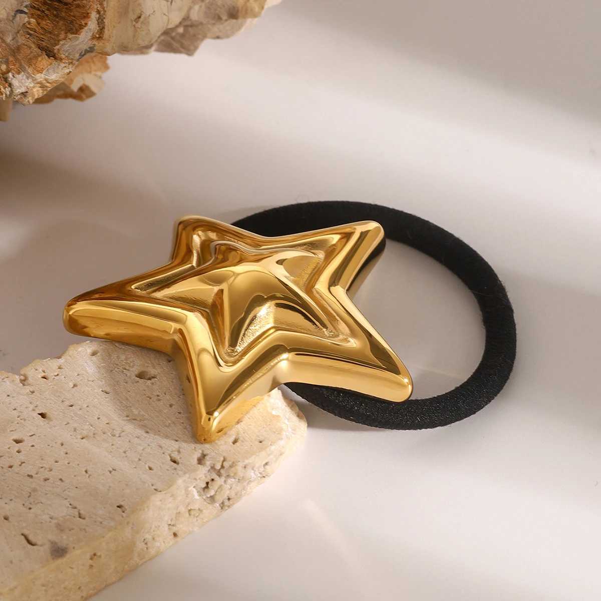 Youthway Stainless Steel Metal Five Point Elastic Hairband Rope Waterproof 18K Gold Plated Hair Jewelry 2024 X250306