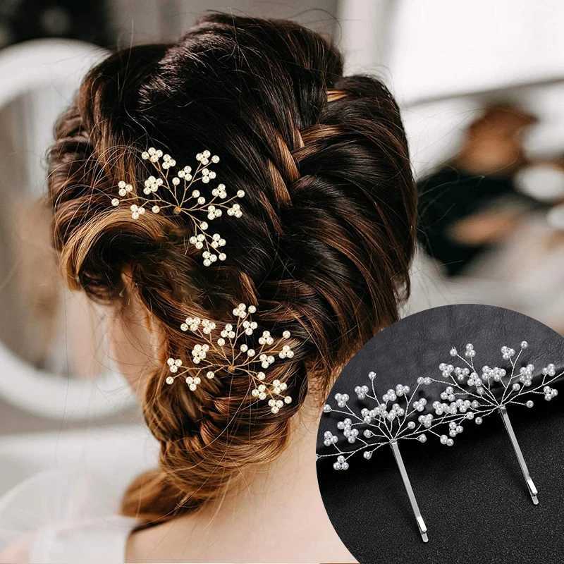 2pcs Jewelry Pearlet Bride Handmade Flower Crystal Pearls Bridal Hair Pins Set Wedding Hair Decor Hair Accessories for Wen X250306