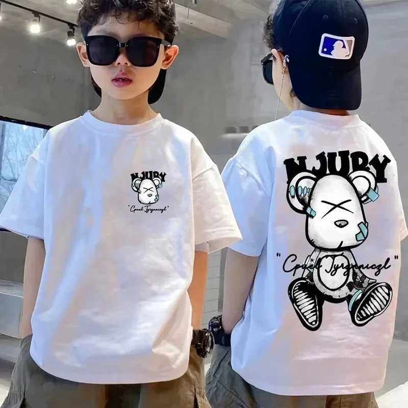 2023 Summer Kids Clothes Streetwear Print Cartoon T Shirt Short Sleeve Tops Tees Boys Girls Clothes 100%Cotton T Shirts ChildrenT250306