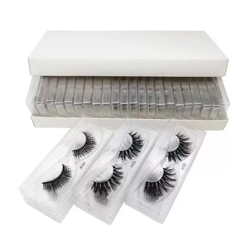 100% Handmade 25 Pairs 20-30mm 3D Faux Mink Eyelashes False Lashes Wispy Fluffy Long Eyelashes Eye Makeup faux cils