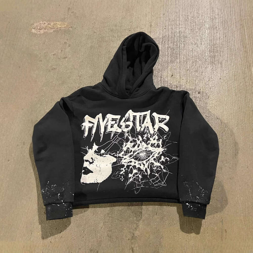 Oversize hooded sweatshirt with personalized trendy patterns, heavy printing, loose and versatile street style long sleeves gift for man
