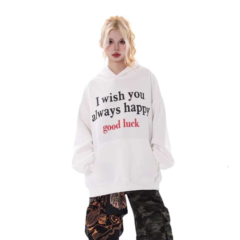 American letter hooded sweatshirt print unisex lazy hip-hop loose top