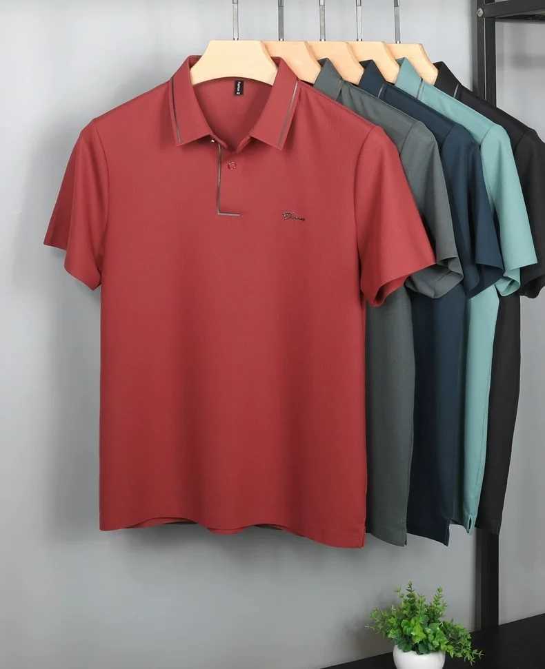 High quality ice silk breathable POLO shirt mens short sLeeved T-shirt summer fashion brand embroidered shirt mens luxury top X250306