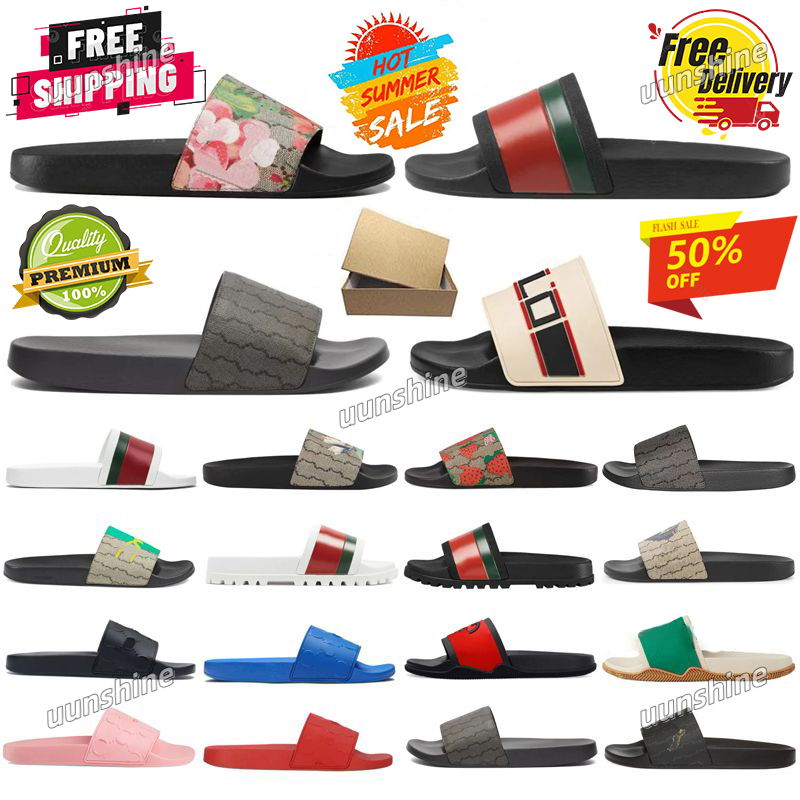 2025 Free shipping With Box Designer Summer Rubber Printed Slippers Sandals Women Men Slides Classic retro brown Complete styles suitable Beach bath slippers