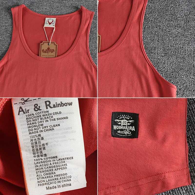 Summer New American Sleeveless O-neck Solid Color T-shirt Mens Fashion 100% Cotton Washed Casual Sports Fitness Basketball VestT250318