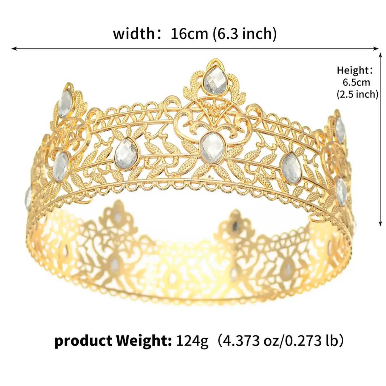 Round Wedding King Tiara piece For Men Rhinestone Royal Crown Hair Ornaments Important Occasion Jewelry Accessories X250306