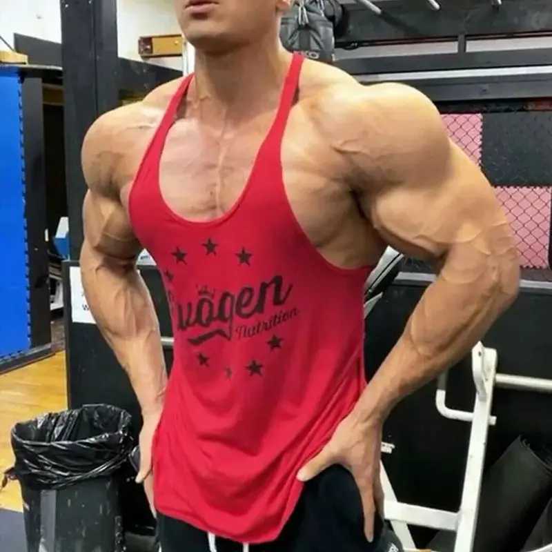 Summer new fashion cotton mens vest shoulder belt Breathable I-vest Jogger fashion gym exercise fitness wearT250318