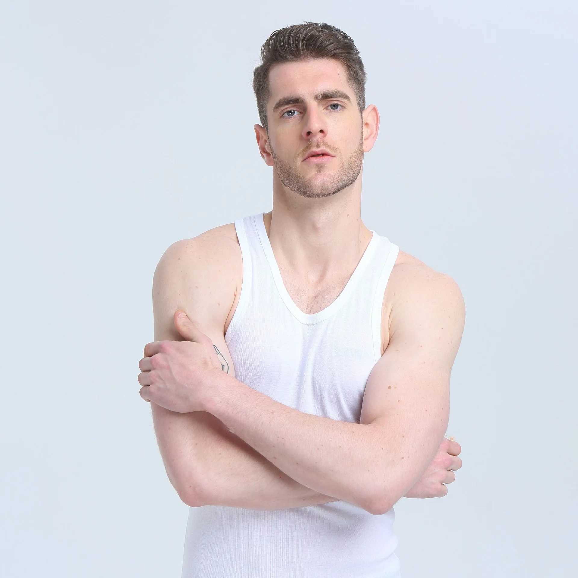 Summer Mens 100% Cotton Vest Sexy Underwear Sleeveless Tank Top Undershirts Breathable Gym Clothing Bodybuilding Tops T-shirtsT250318