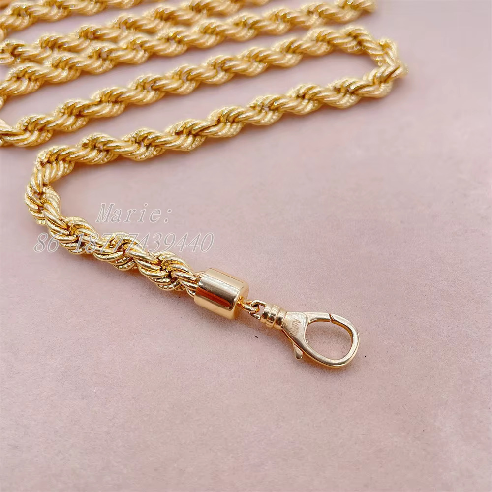 Nice Jewelry 5mm Width AU750 18 Karat Pure Gold Diamond Cut Rope Chain Necklace Jewelry Custom Real Gold 18K Yellow Solid Gold L