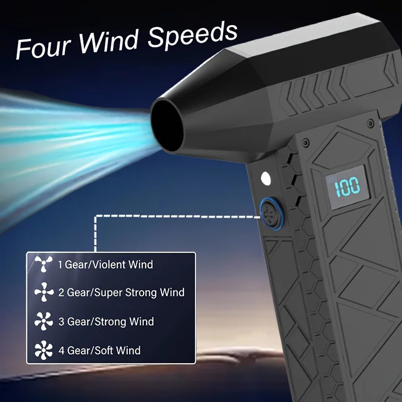 180000 RPM Mini Air Blower Handheld Electric Turbo Jet Fan Brushless Motor Violent Blower Wind Speed 52m/s Industrial Duct Fan 250303