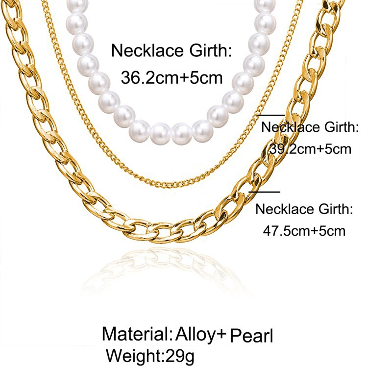 Multi-layer necklace elegant pearl necklace personality exaggerated necklace temperament popular alloy female jewelry in Europe and America