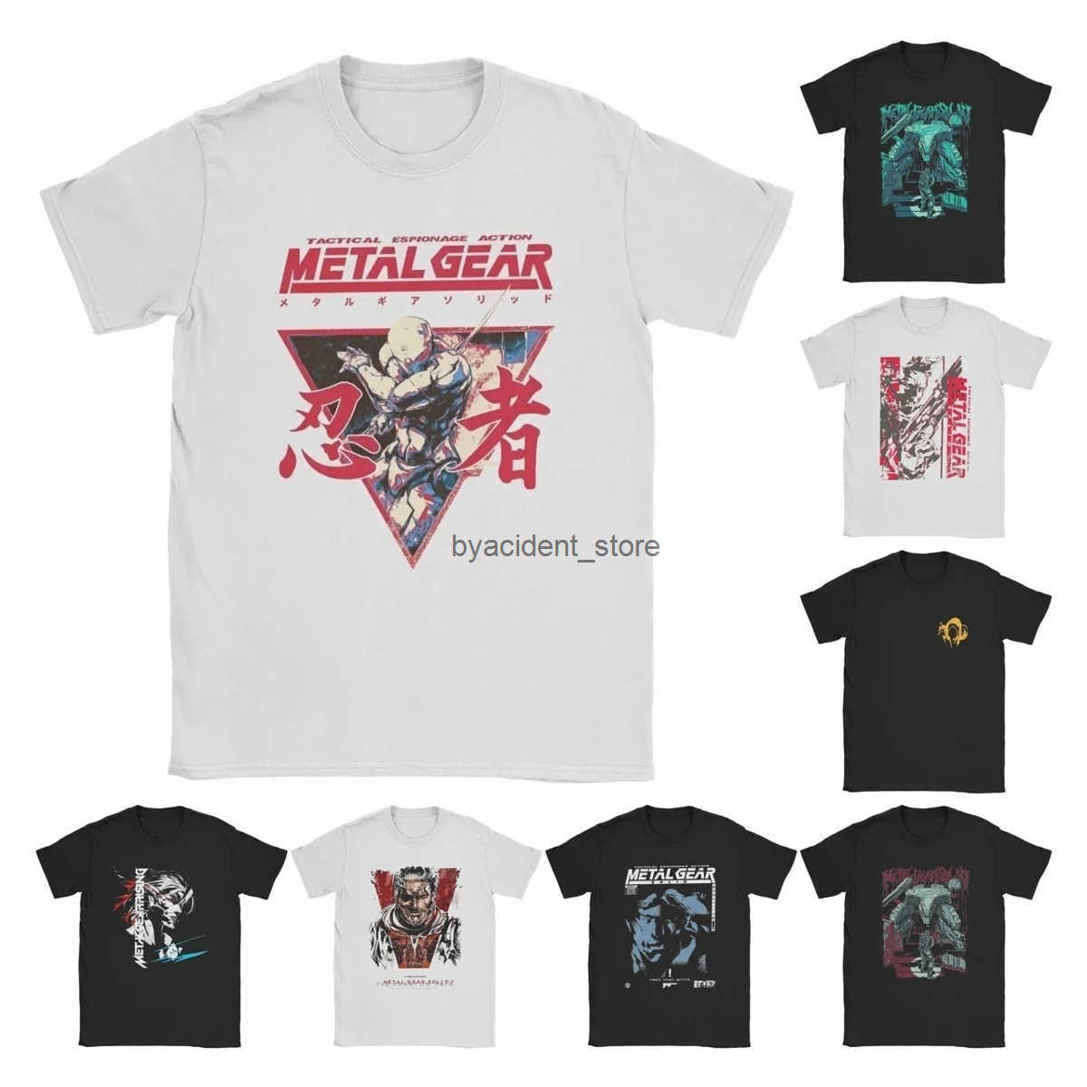Men's T-Shirts Novelty Game Metal Gear Solid Option C T-Shirt for Men Round Collar Cotton T Shirts MGS Gothic Phantom Hipster Short Sve Tees Q250307