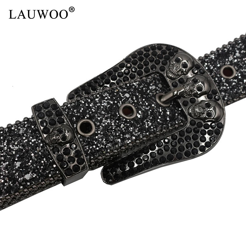 Skull Rhinestone Belts For Women Men Y2K Leather Strap Crystal Studded Western Cowgirl Cowboy Diamond Bling Belt 250227