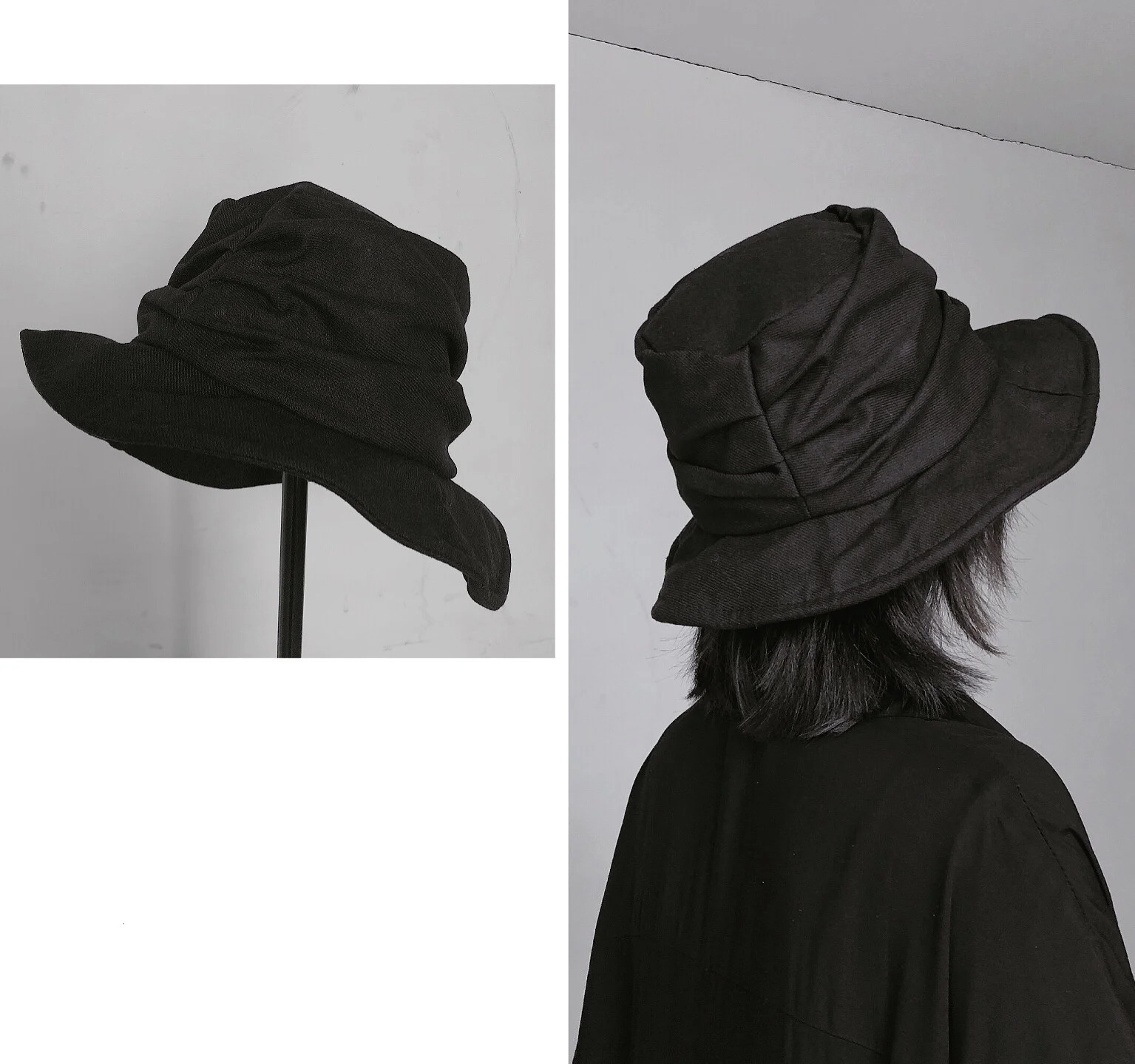 YAMAMOTO-Style Fisherman Hat 2024 HighQuality Small Multi-layer Pleated Cotton Basin Hat For Men and Women 56-59CM250305