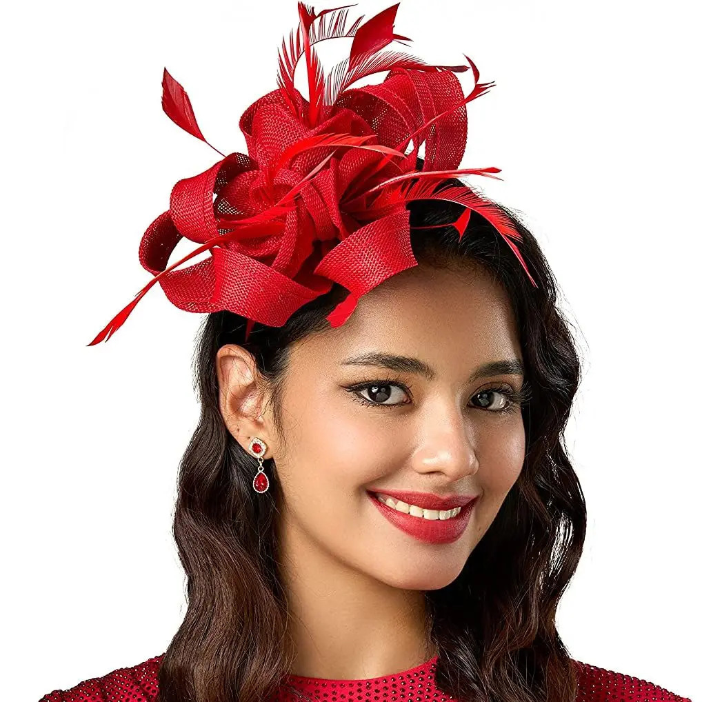 Tea Party Fascinators Kentucky Headband Derby Hat Wedding Cocktail Flower Feathers Ribbon Fascinator Hats for Women 250306