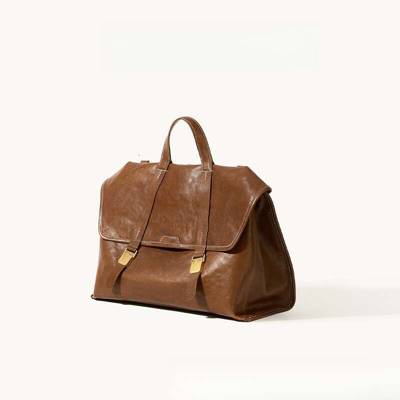 Travel Briefcase, Vintage Vegetable Tanned Leather Crossbody Backpack
