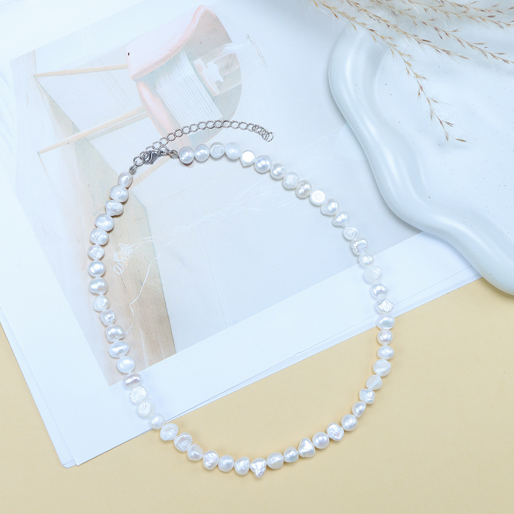 Irregular white pearl temperament elegant luxury versatile fashion classic trend atmospheric jewelry
