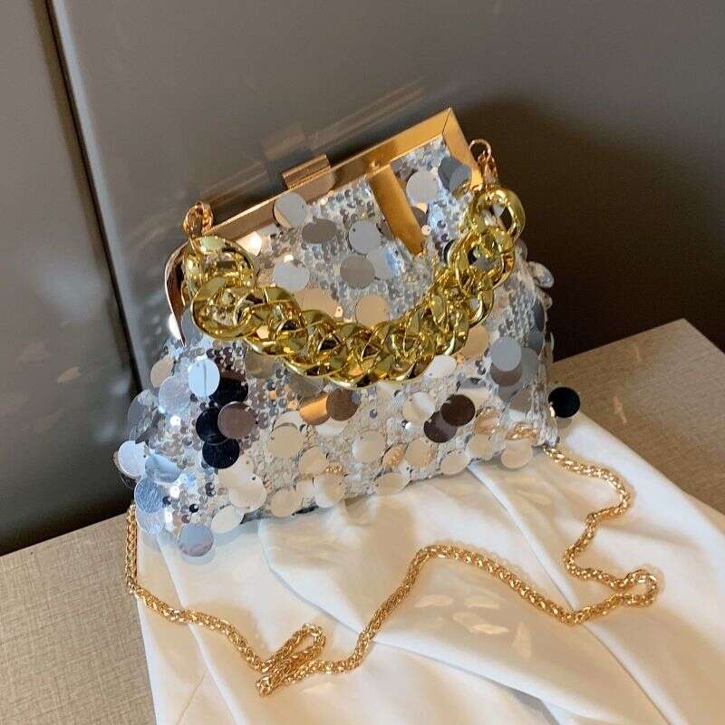 Women's Bags Small For Women New Versatile Crossbody Sequin Chain Fashion Clip Hand Evening Bag Handbag