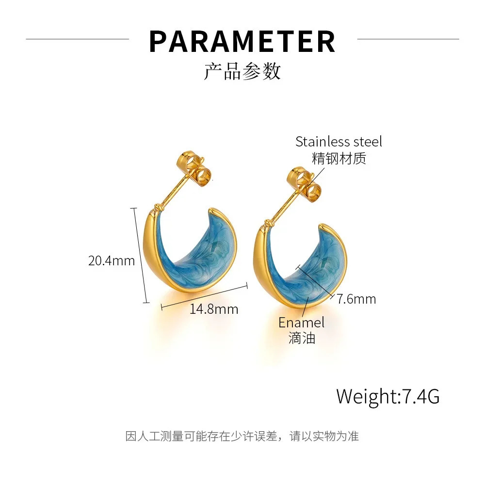Stainless Steel Fashionable High-end Exquisite Drip Oil Earrings for Women 250303
