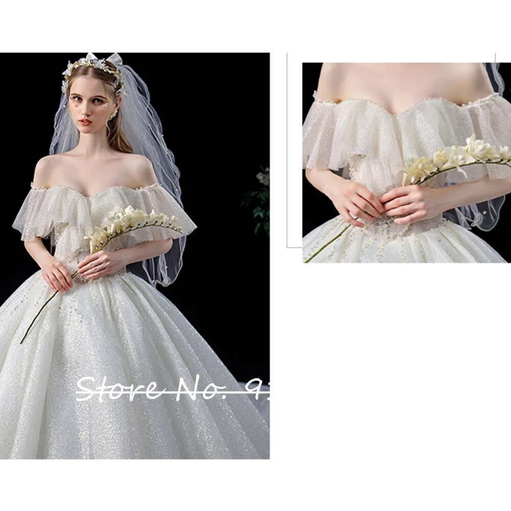 Beading beads of mariee robe backless shiny hochzeitskleid wedding dresses neck dress