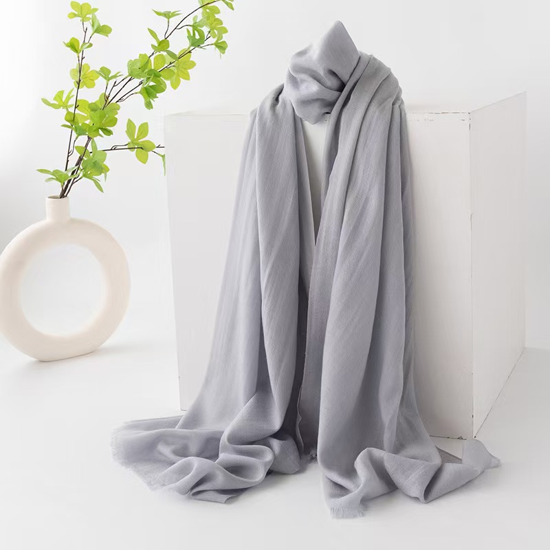 K064 Dopamine solid color wool scarf women's soft four seasons new cashmere scarf warm neck scarf dual-purpose tassel shawl