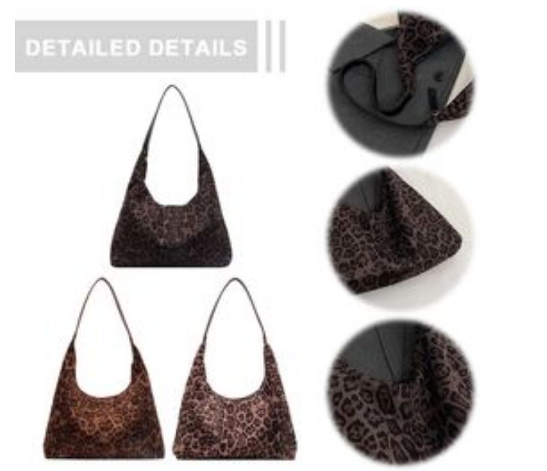 Women Cheetah Printed Tote Large Capacity Suede Leopard Print Handbag Vintage Shoulder Female Commute Bag