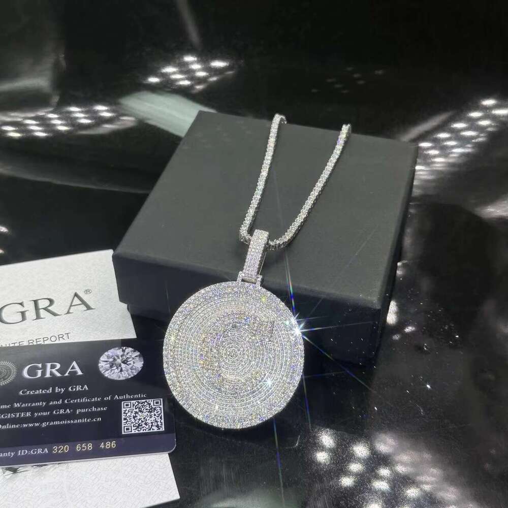 Custom Name Moissaite Pendant Sier Iced Out Round Fully Moissanite Bg Letter C Hip Hop Jewelry