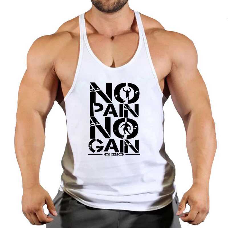 No Pain No Gain Gym Tank Top Men Fitness Clothing Man Bodybuilding Tank Tops Summer Gym Clothing for Male Sleeveless Vest ShirtT250318