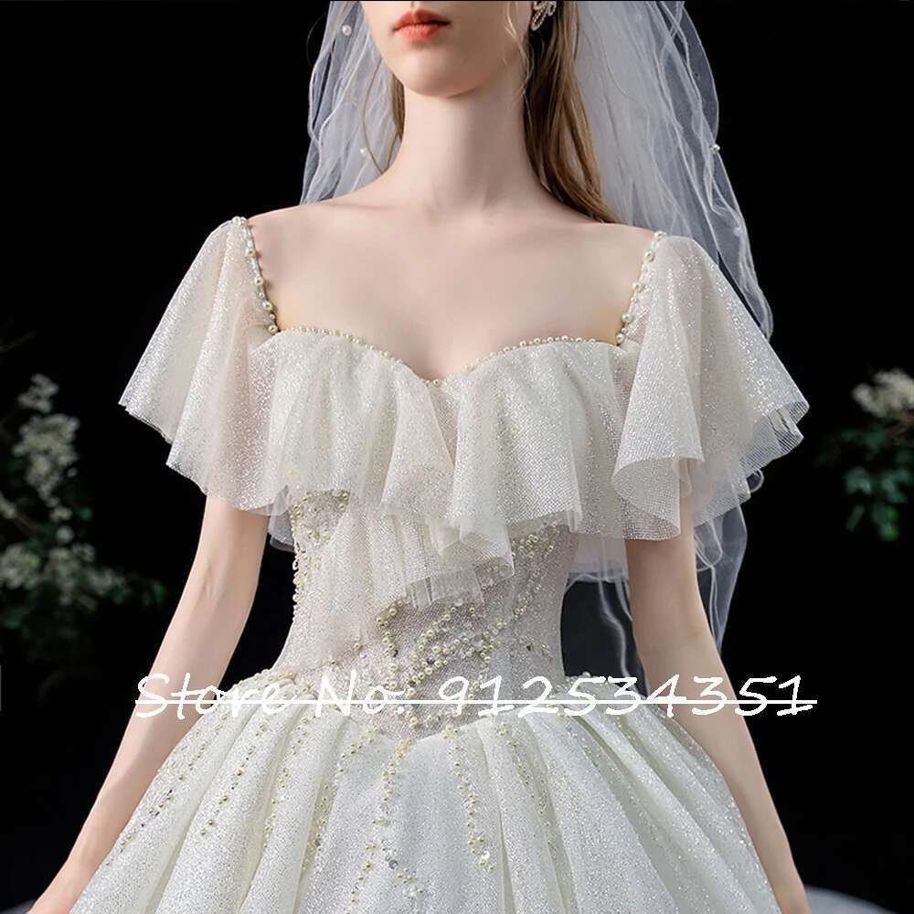 Beading beads of mariee robe backless shiny hochzeitskleid wedding dresses neck dress