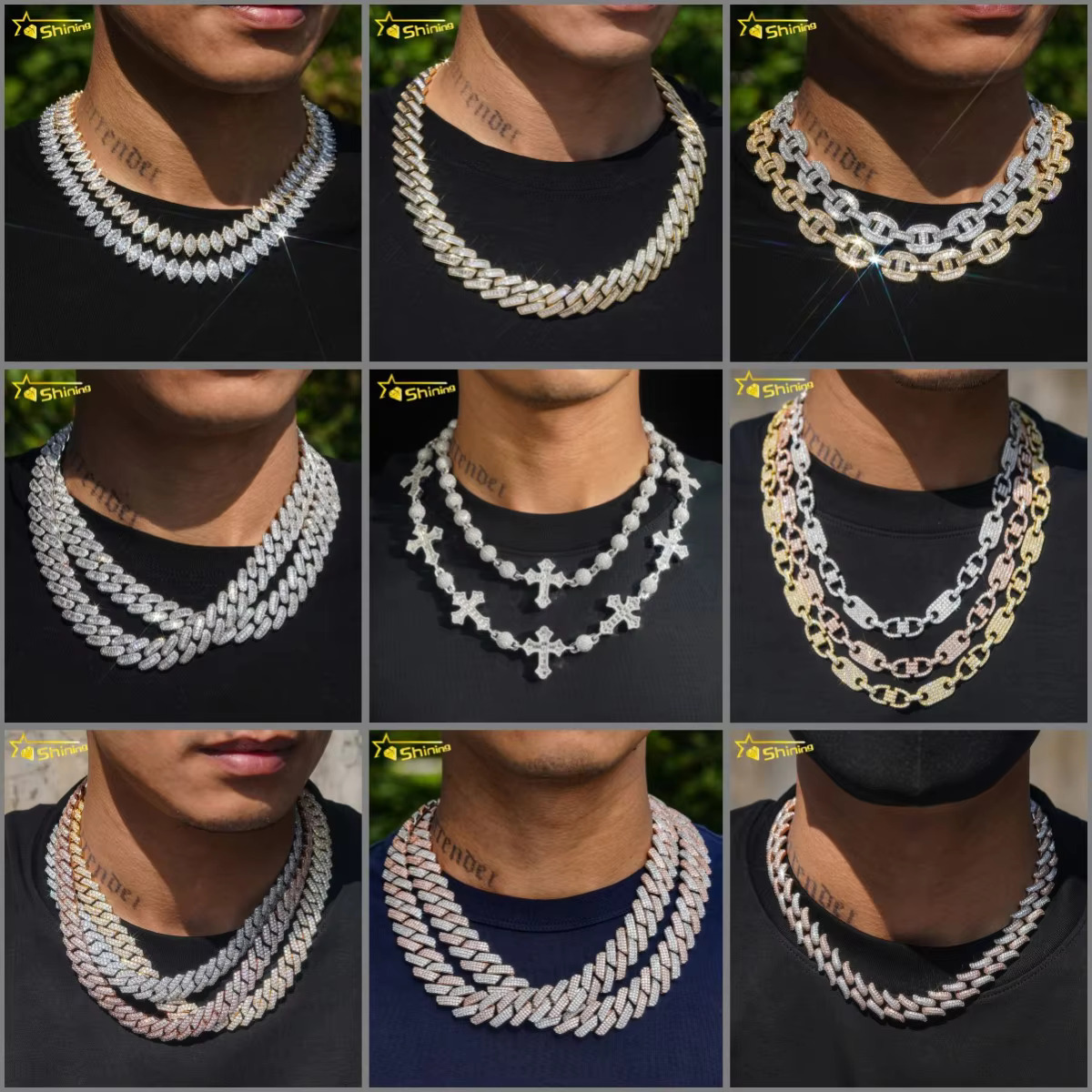 Hip Hop Jewelry 925 Silver Iced Out Infinity Necklace Pass Diamond Tester 16MM VVS Moissanite Diamond Cuban Link Chain
