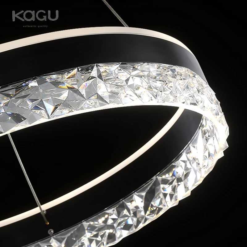 Minimalist Modern Led Chandelier Home Lighting Crystal Rings Ceiling Mounted Chandelier Lighting Hanging Lamp Black White Frame X250307