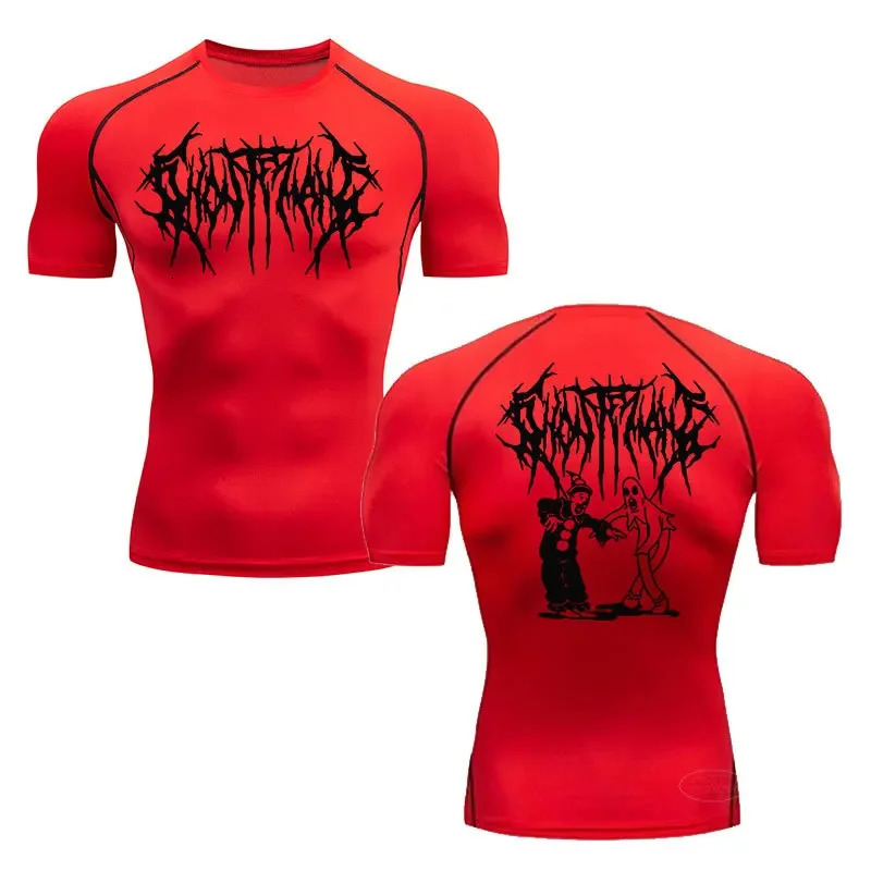 Mens Fashion Printed Casual Shortsleeved Tshirt Summer Fitness Compression Shirt Jogging Gym Sports Breathable Top S3XL 250225