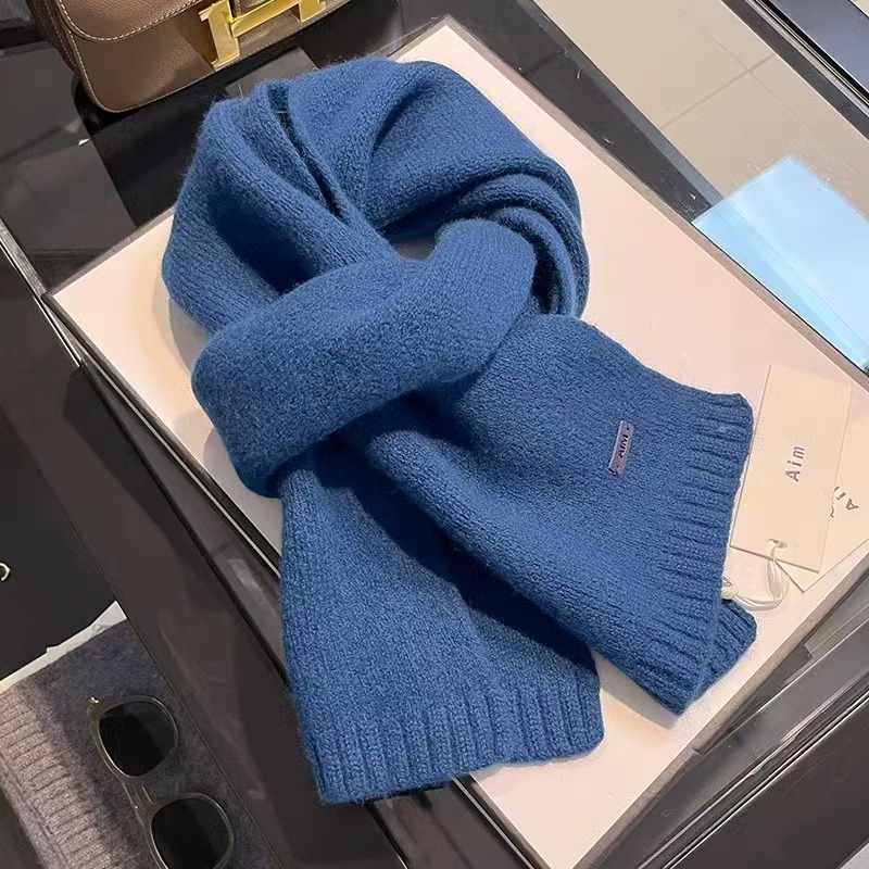 K066 Selected Australian pure sheep wool 100% cashmere scarf new style solid color versatile men and women winter warm knitted neck scarf