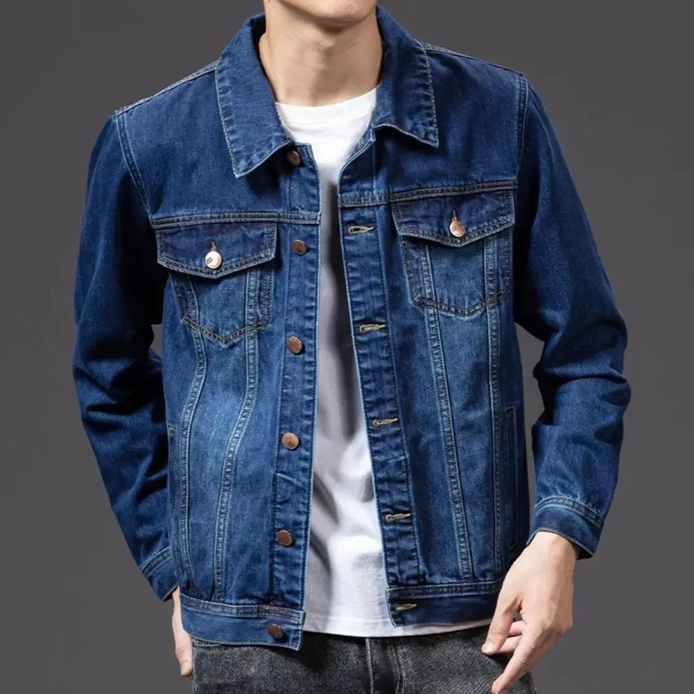 Casual Denim Jacket for Men Coat Singlebreasted Cardigan Male 250225