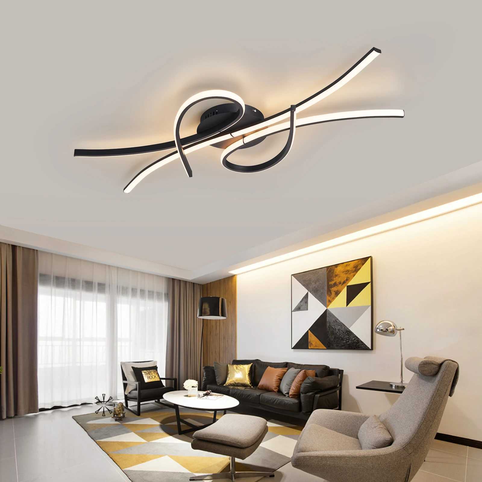 Smart Home Alexa Modern led Ceiling Lights for living room bedroom study room Matte black or Gold finished Ceiling Lamp fixtures X250307