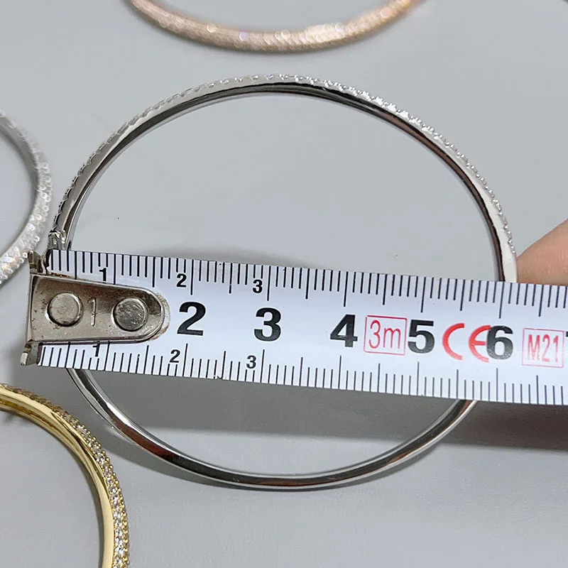 Top Quality Fashion Lovely Bangle Pure Sterling 925 Silver Jewelry For Women Bangle Cute Diamond Party Gift Jewelry Size6 250303