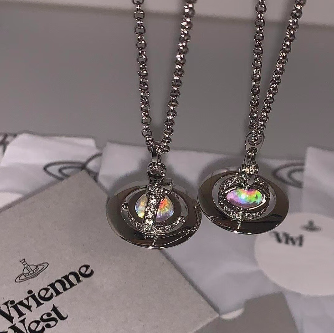 Womens Designer Necklace Aurora Laser orb Planet Necklace Female gradient color high appearance level clavicle chain tide