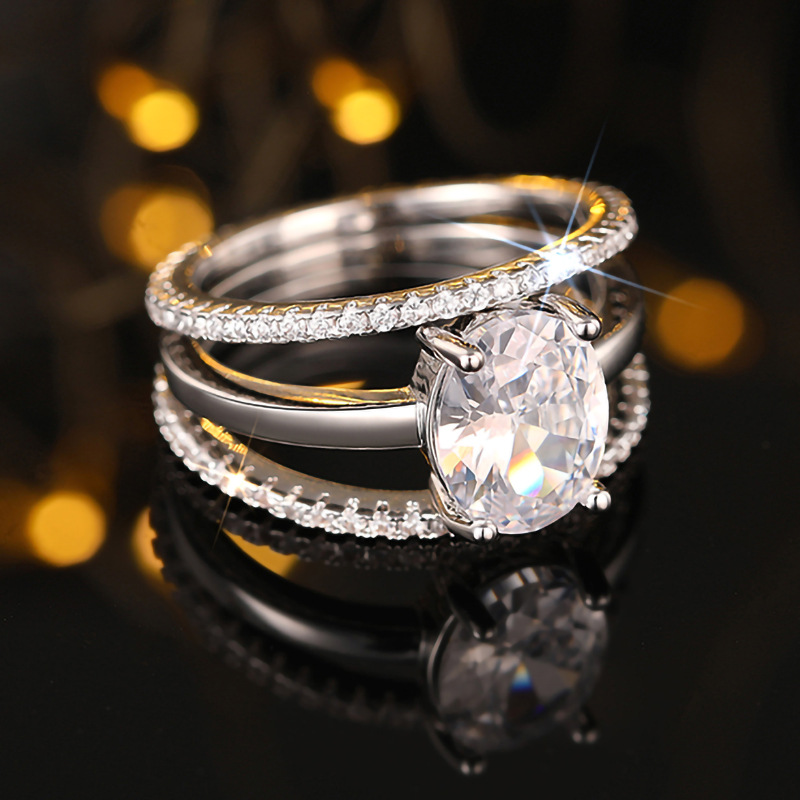Elegant Brand Wedding Rings Vintage Jewelry 925 Sterling Silver Gold Fill Oval Cut White Cubic Designer Zircon CZ Diamond Party Eternity Women Bride R