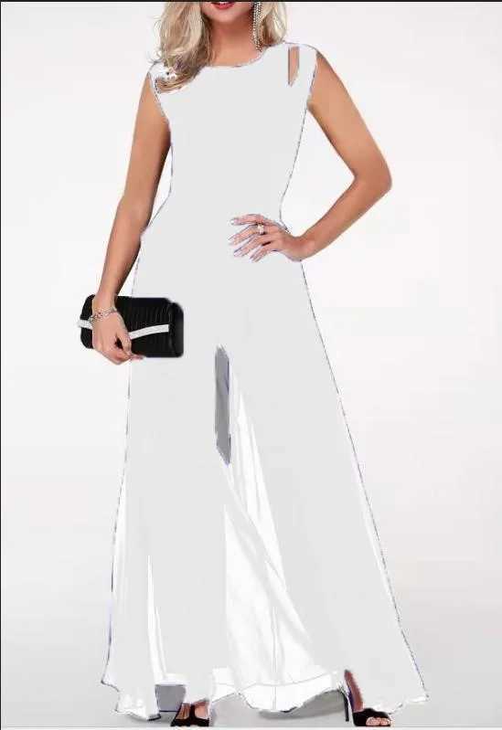 Womens summer long jumpsuit 2023 slim fit round neck velvet free hollow milk silk solid color jumpsuit for women Vestdos YML2022417XJ250307