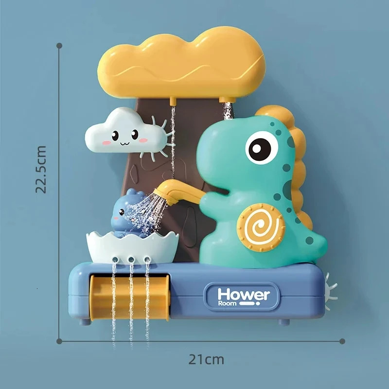 Childrens shower paddle toy cartoon animal dinosaur rotating water spray water wheel bathtub toy childrens happy shower toy gift 250306