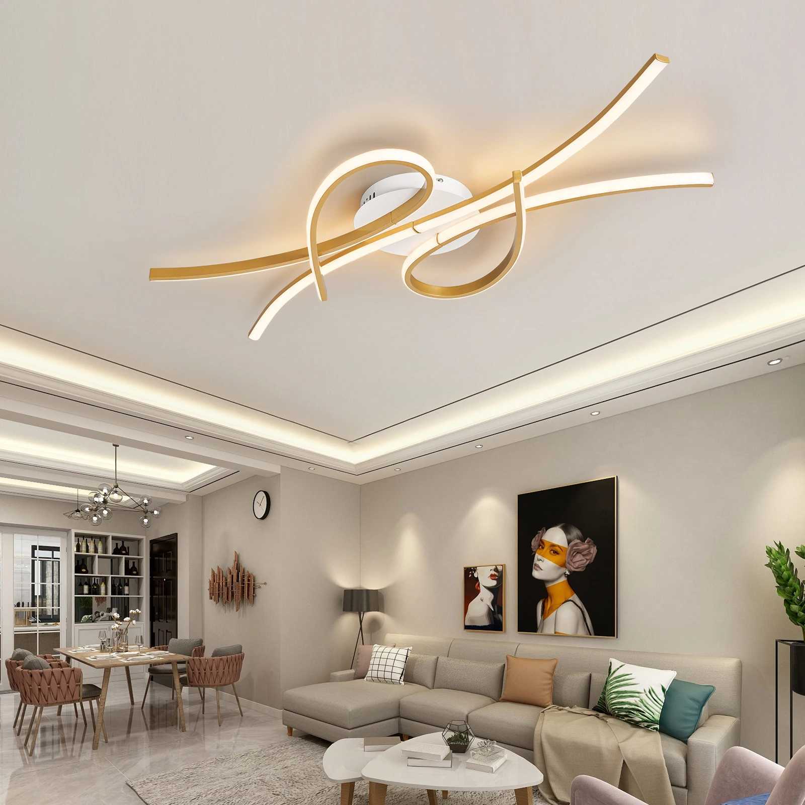 Smart Home Alexa Modern led Ceiling Lights for living room bedroom study room Matte black or Gold finished Ceiling Lamp fixtures X250307