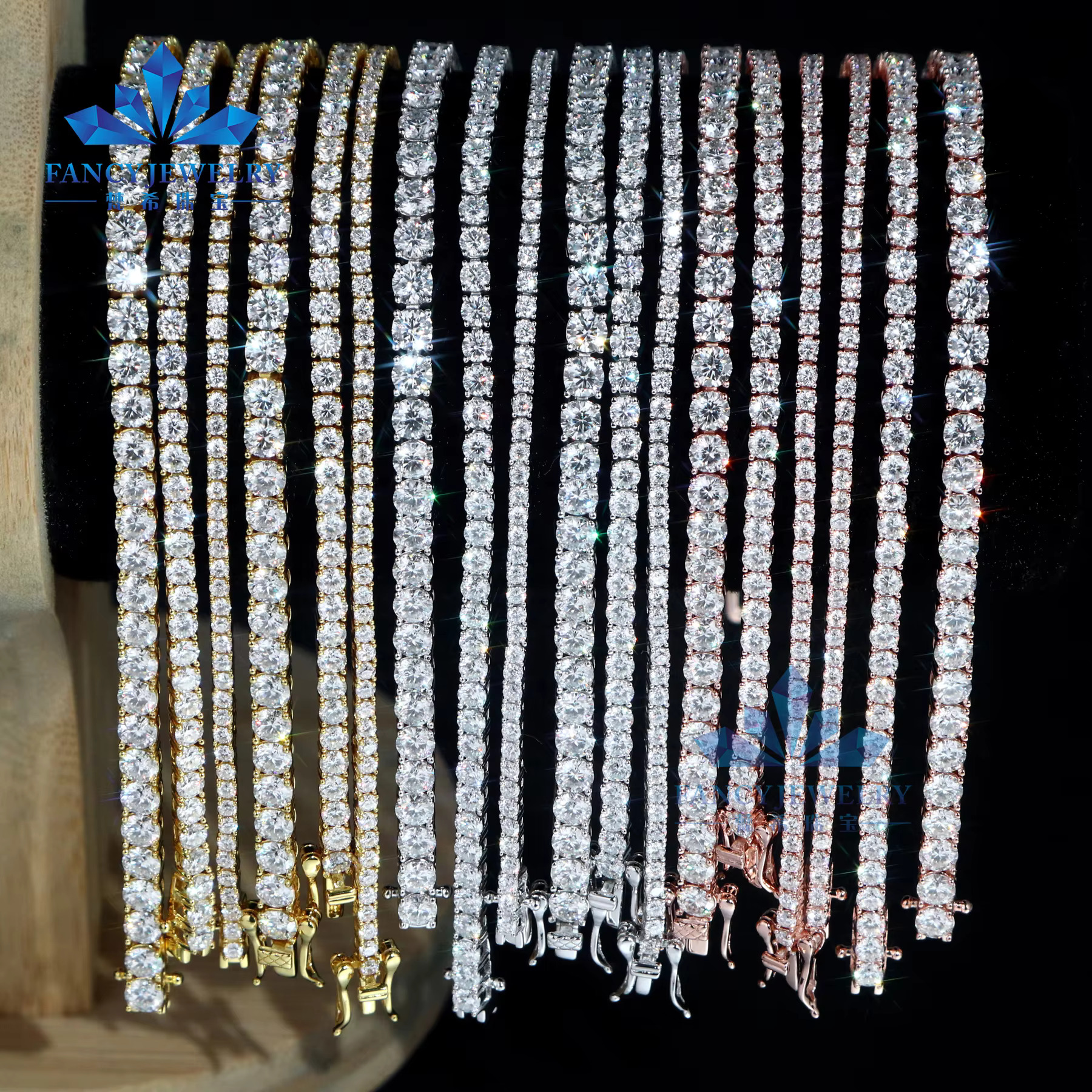 Fast Delivery High Quality Moissanite Tennis Chain 2mm 3mm 4mm 5mm 6.5mm Shining Brightly D VVS Moissanite Women Men Necklace