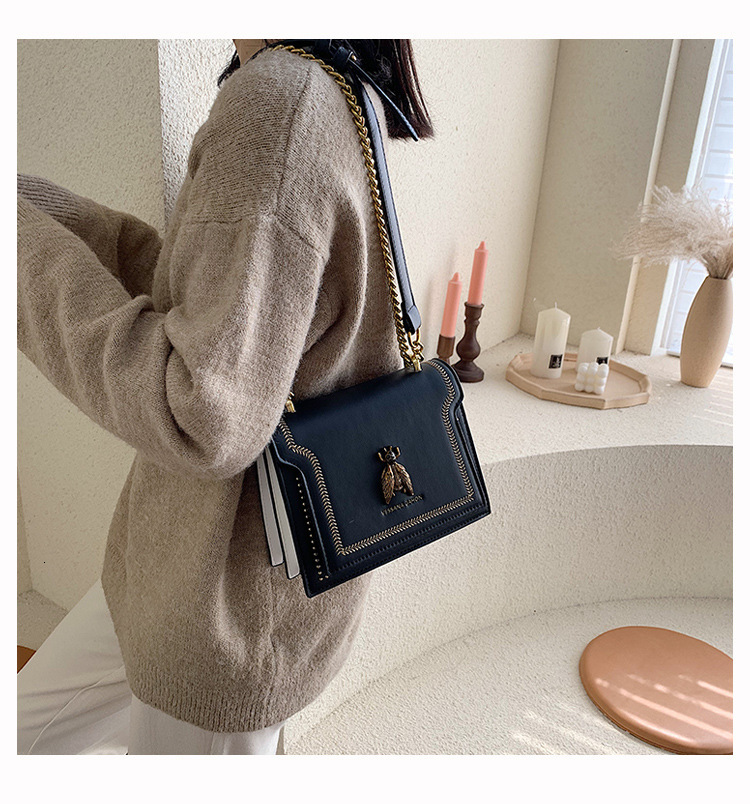 2025 New Retro Chain Women s Fashion Shoulder Bag Color Blocked Versatile Simple High Quality Leather Designer Crossbody Bag Wallet Handbag