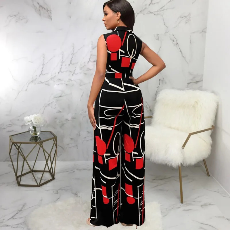 Indie Printed Blazer Suit Two Piece Set Women VNeck Graffiti Cartoon High Waist Straight Pant Suits Casual Office 250225