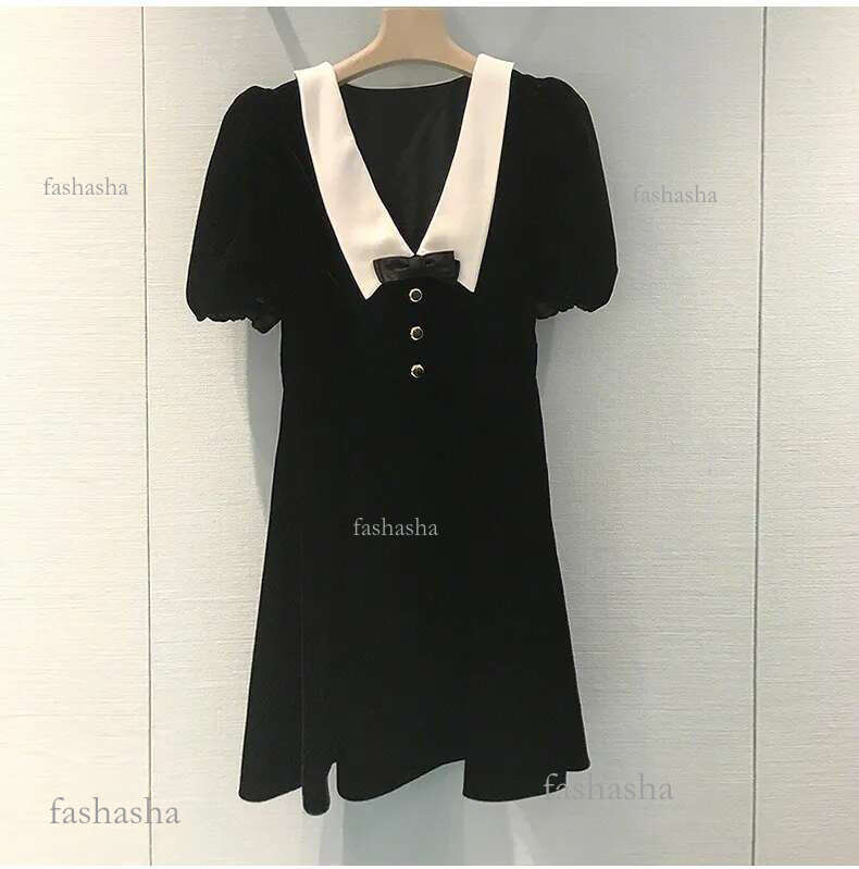 925 2023 Milan Style Runway Dress Autumn Lapel Neck Long Sleeve Black Apricot Mid Calf Brand Same Style Empire Womens Dress Fashio