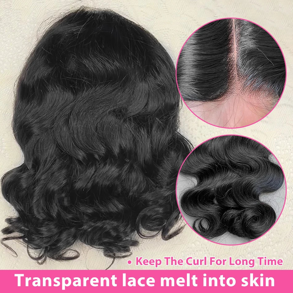 250 Density Body Wave Short Bob 13x4 13x6 Transparent Lace Front Human Hair Wigs 5x5 HD Pre Plucked Lace Frontal Wig For Women 250306