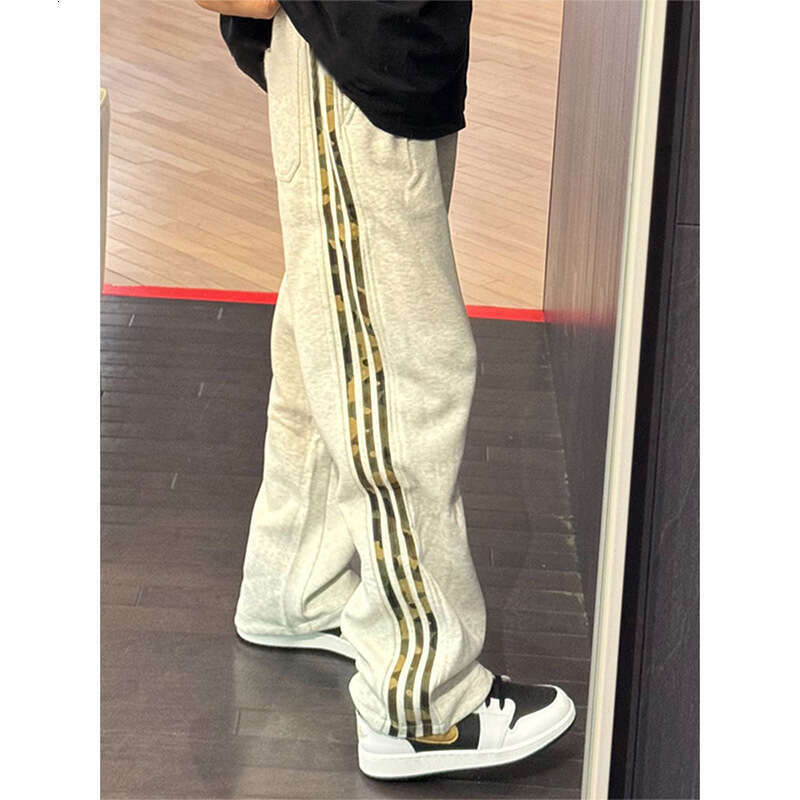 Coldstone white grey camouflage striped men's spring and autumn American style sanitary straight leg casual sports pants