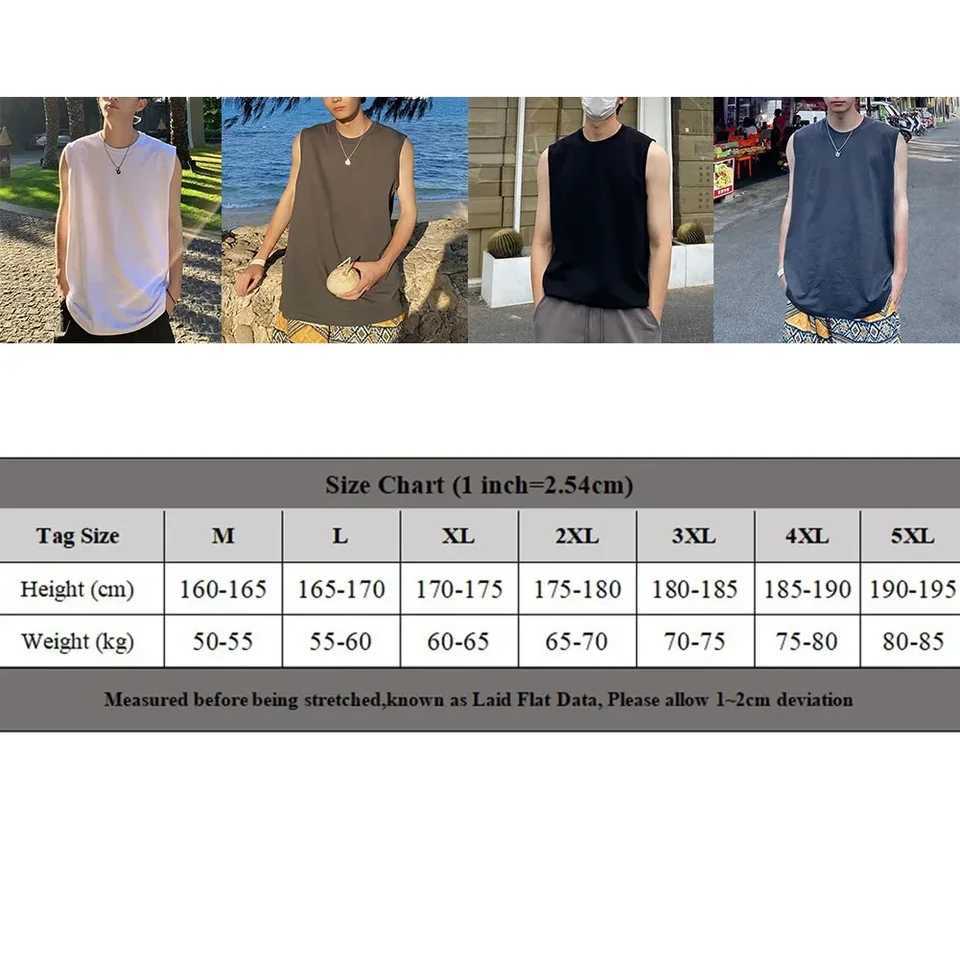 Mens Summer Tank Solid Tops Korean Fashion Sleeveless T-shirt Basic Sports VestsT250318